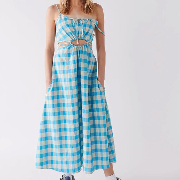 Ghanda Roman Blue “Ice” Check Dress - Picture 1 of 6